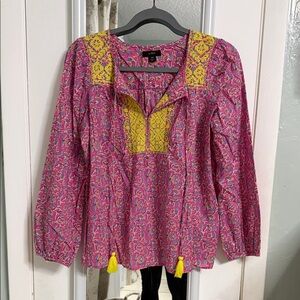Jcrew Pink and Yellow Blouse boho (size xs)